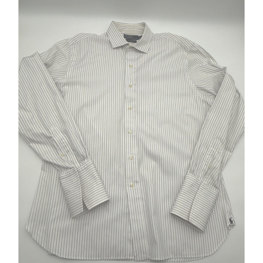 Polo Ralph Lauren Estate Custom Fit 17 43 French Cuff White Stripe Shirt